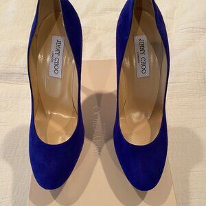 JIMMY CHOO - ELECTRIC BLUE SUEDE PLATFORM PUMP